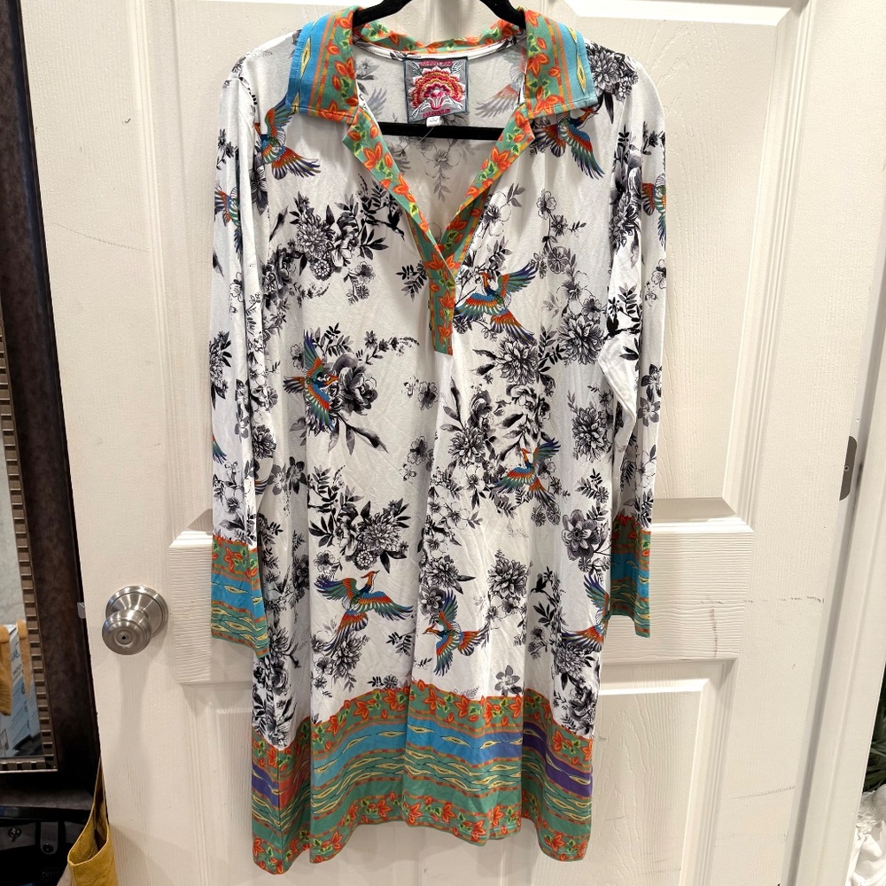 Johnny Was Knee Length Collar Dress Size L